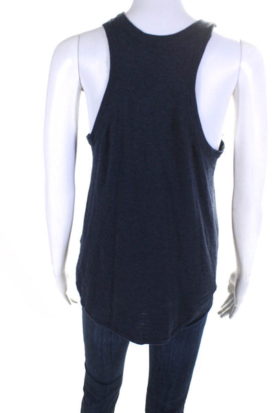 360 Sweater Womens Scoop Neck Knit Tank Top Blue Cotton Size Medium