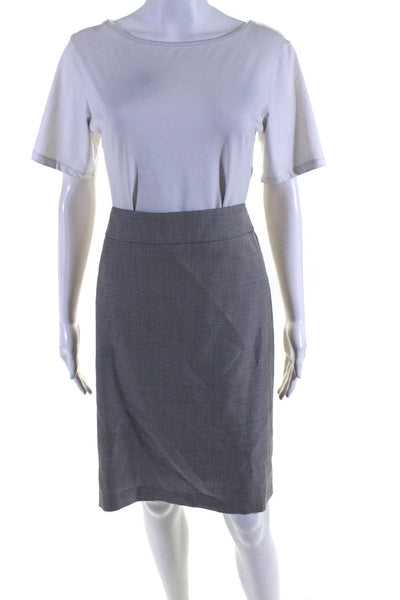 Armani Collezioni Womens Woven Knee Length Straight Pencil Skirt Gray Size 8