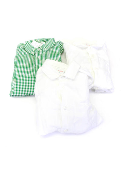 Crewcuts Boboli Boys Cotton Check Print Buttoned Tops Green Size 6Y  6-7 Lot 3