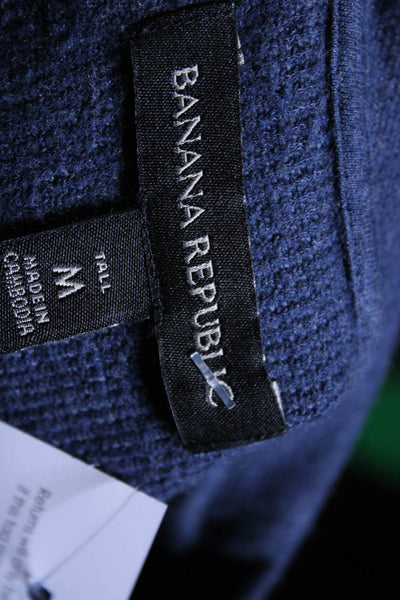 Banana Republic Mens Cotton Tight-Knit Long Sleeve Shirt Top Blue Size M Tall