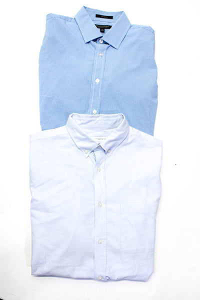 Banana Republic Zara Mens Cotton Long Sleeve Button Up Shirts Blue Size M Lot 2