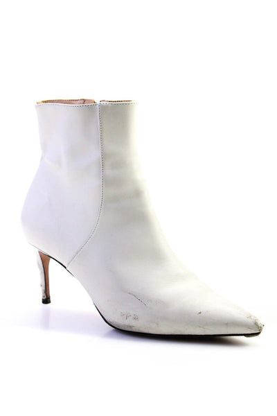 Schutz Womens Pointed Toe Stiletto Ankle Boots White Leather Size 6