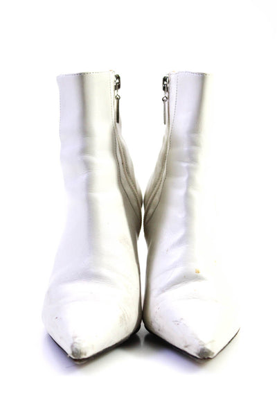 Schutz Womens Pointed Toe Stiletto Ankle Boots White Leather Size 6