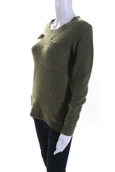 Jamison Women's Cashmere Wool Blend Long Sleeve Zip Sweater Green Size XS