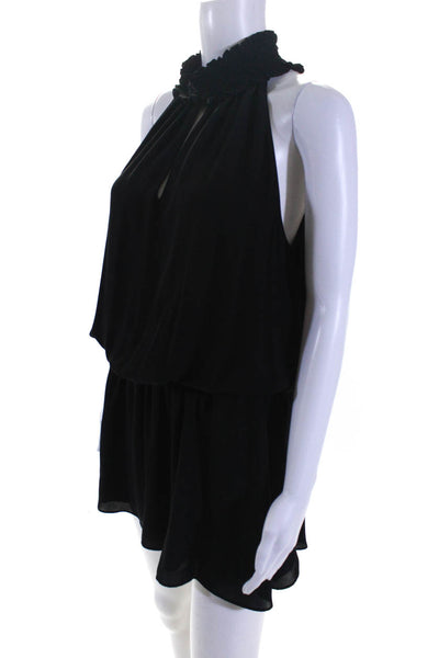 Amanda Uprichard Women's Sleeveless Mock Neck Blouson Mini Dress Black Size M