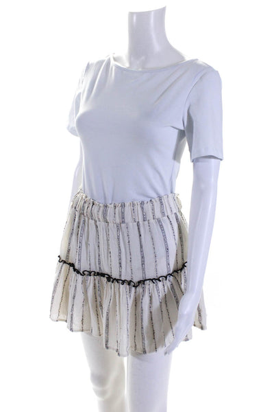 Eberjey Women's Striped Elastic Waist A Line Mini Skirt Ivory Size L