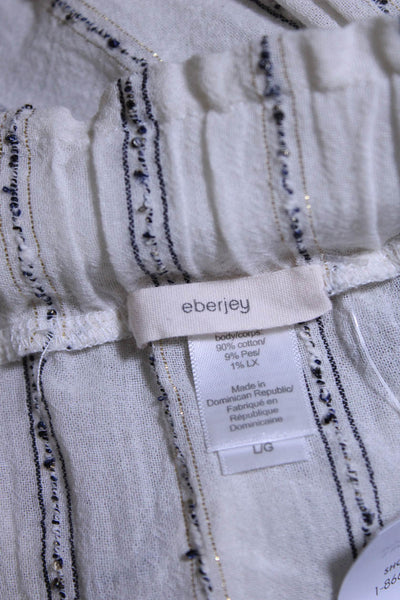 Eberjey Women's Striped Elastic Waist A Line Mini Skirt Ivory Size L