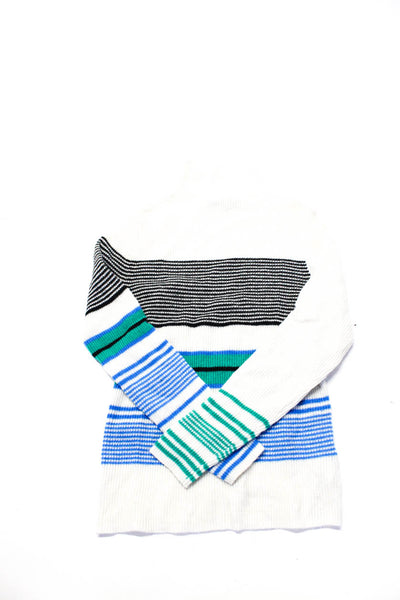 Zara Womens Striped Turtleneck Sweater Blue White Green Size Small Lot 2