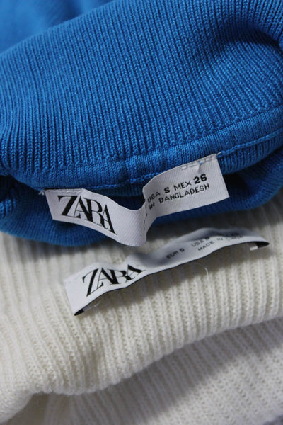 Zara Womens Striped Turtleneck Sweater Blue White Green Size Small Lot 2