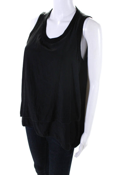 Lola & Sophie Women's Round Neck Sleeveless Blouse Black Size S