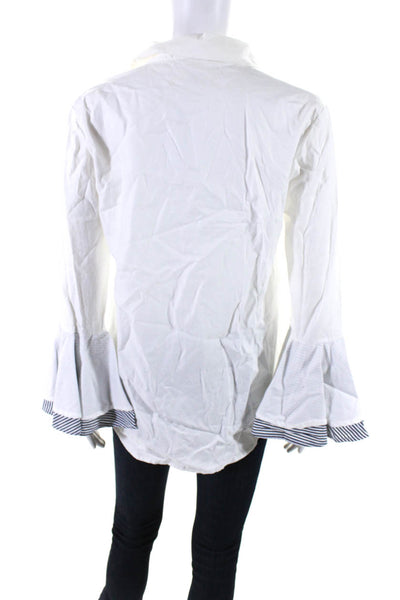 Birds of Paradis Women's Collar Long Sleeves Button Down Shirt White Size M