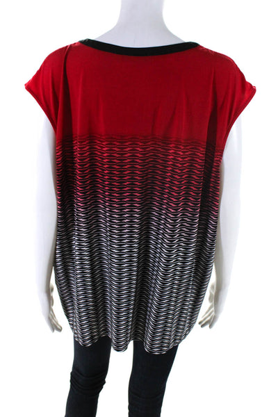 Calvin Klein Womens Sleeveless Geometric Gradient V-Neck Blouse Top Red Size 2X