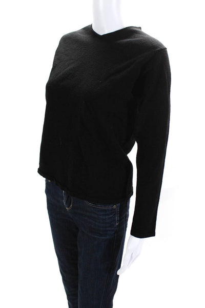 Armani Collezioni Womens Wool Knit Long Sleeve Crewneck Sweater Black Size S