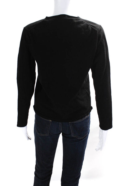 Armani Collezioni Womens Wool Knit Long Sleeve Crewneck Sweater Black Size S