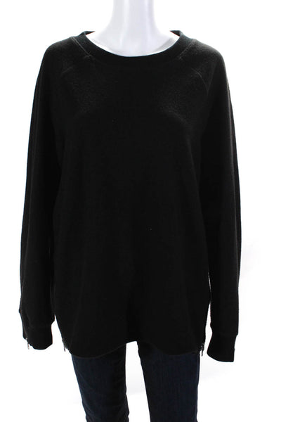 BLK DNM Womens Cotton Fleece Crewneck Pullover Sweatshirt Top Black Size L