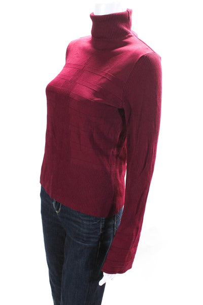 Cabo Womens Ribbed Knit Long Sleeve Turtleneck Shirt Top Wine Red Size L