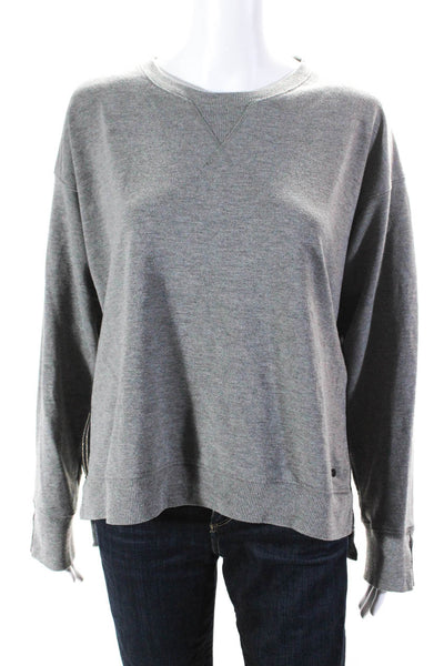 Gottex Womens Striped Sides Long Sleeves Sweatshirt Gray Gold Size Large