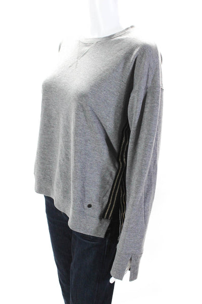 Gottex Womens Striped Sides Long Sleeves Sweatshirt Gray Gold Size Large