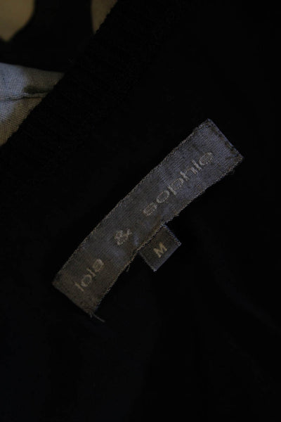 Lola And Sophie Womens Textured Animal Print Wrap Sweater Black Size Medium