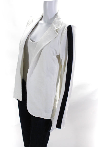 Sundays Womens Striped Sleeves Open Front Blazer Jacket White Black Size 1