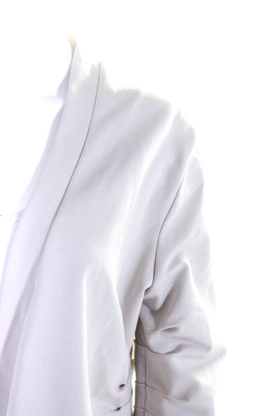 Jarbo Womens Cotton Jersey Knit Ruched Open Front Blazer Jacket Beige Size M