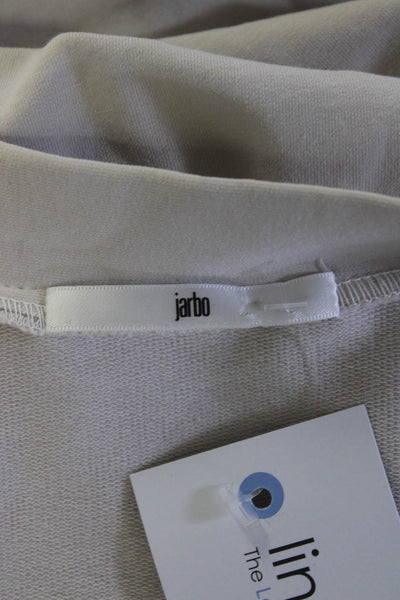 Jarbo Womens Cotton Jersey Knit Ruched Open Front Blazer Jacket Beige Size M