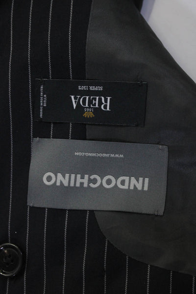 Indochino Mens Wool Striped Collared Two Button Blazer Jacket Black Size 36