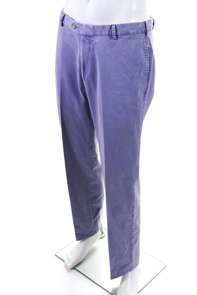 Peter Millar Mens Cotton Colored Button Straight Casual Pants Purple Size EUR34