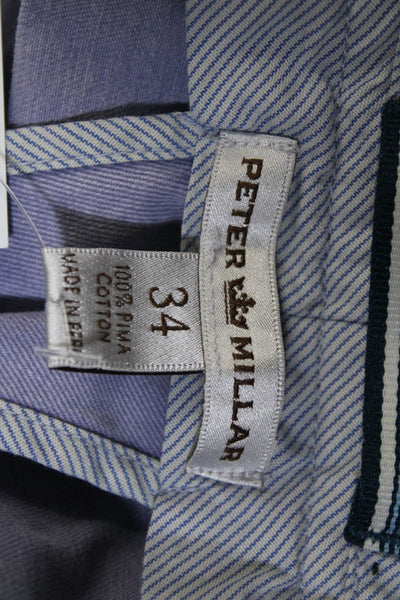 Peter Millar Mens Cotton Colored Button Straight Casual Pants Purple Size EUR34