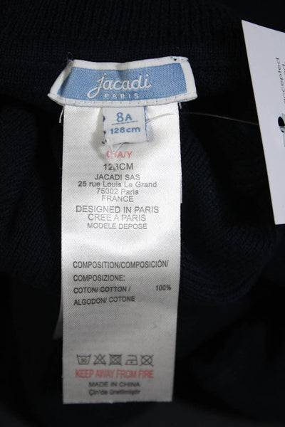 Jacadi Girls Cotton Knit Turtleneck Long Sleeve Pullover Sweater Navy Size 8