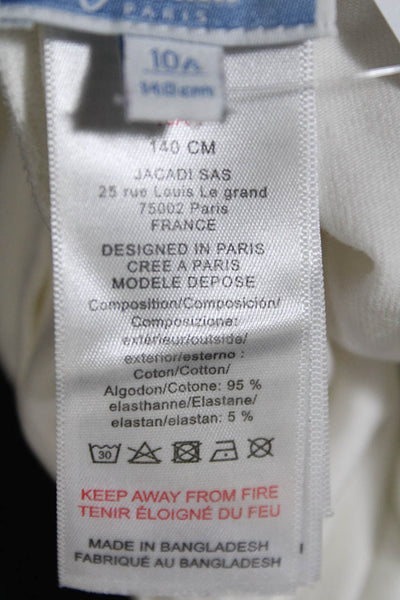 Jacadi Girls Cotton Turtleneck Long Sleeve Pullover Casual Top White Size 10
