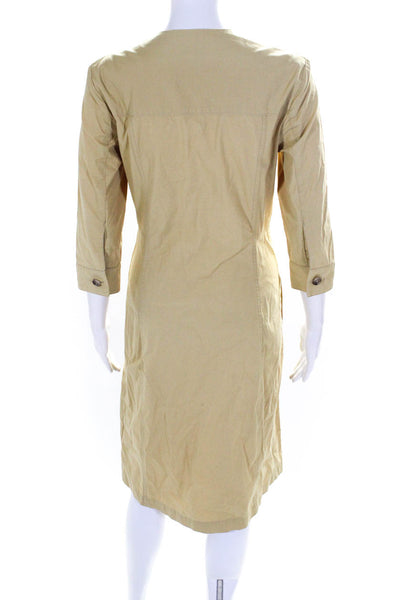 COS Womens Cotton Darted Button Round Neck Long Sleeve Maxi Dress Yellow Size 4