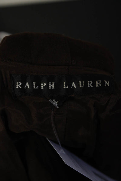 Ralph Lauren Black Label Womens Suede Buttoned Hook & Eye Skirt Brown Size 2