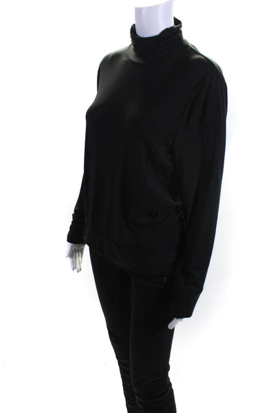 Per Se Women's Long Sleeve Gathered Turtleneck Blouse Black Size L