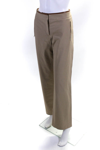 Boss Hugo Boss Women's Mid Rise Faux Leather Trim Trousers Beige Size 6