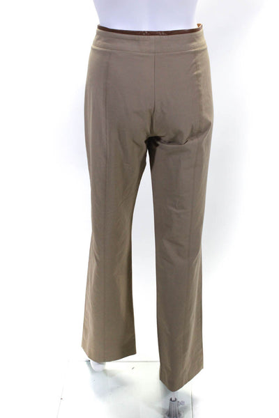 Boss Hugo Boss Women's Mid Rise Faux Leather Trim Trousers Beige Size 6