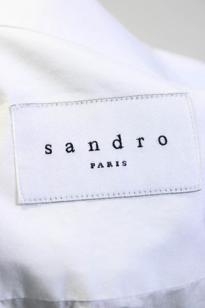 Sandro Women's Collar Long Sleeves Button Down Cotton Shirt White Size 40