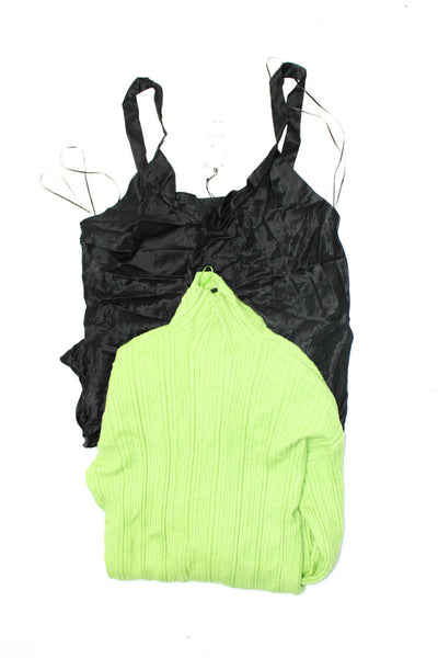 Zara Womens Ribbed Midi Sweater Dress Satin Sheath Dress Size Large Lot 2