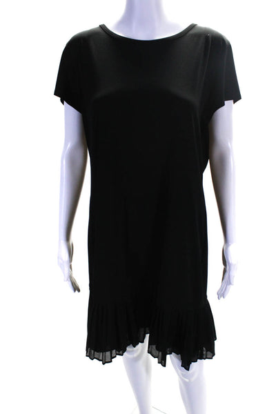 Michael Michael Kors Womens Short Sleeve Round Neck Pleated Dress Black Size XL