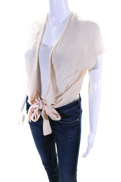 Inhabit Womens Cashmere Short Sleeves Wrap Sweater Beige Size Petite