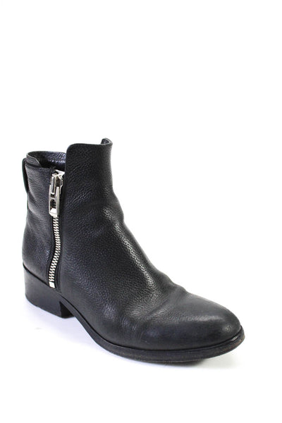 3.1 Phillip Lim Womens Leather Zip Up Flat Ankle Boots Black Size 36 6