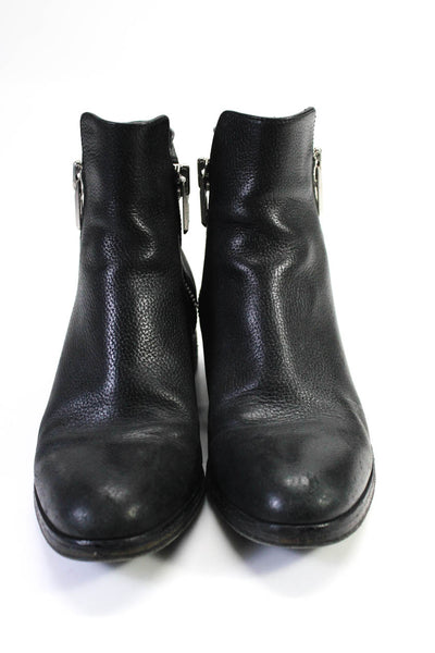 3.1 Phillip Lim Womens Leather Zip Up Flat Ankle Boots Black Size 36 6