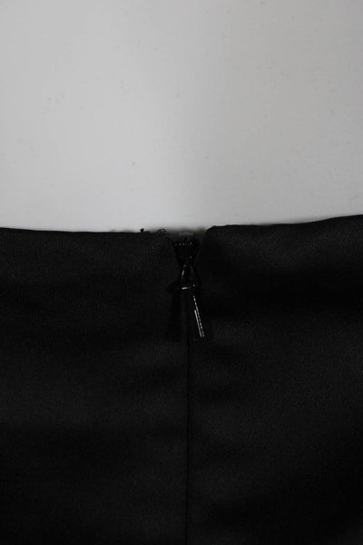 Monique Lhuillier Womens V-Neck Sleeveless Zip Straight Jumpsuit Black Size 4
