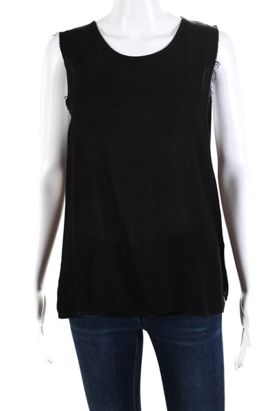 One Teaspoon Womens Cotton Fringed Sleeveless Pullover Tank Top Black Size S