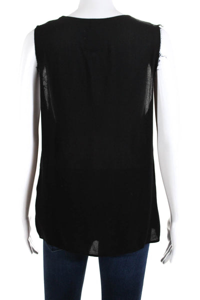 One Teaspoon Womens Cotton Fringed Sleeveless Pullover Tank Top Black Size S