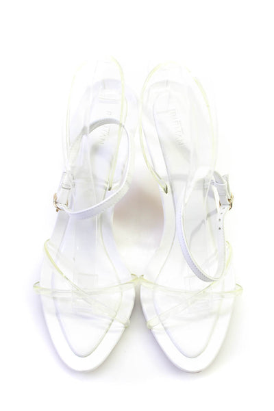 Alexandre Birman Womens Leather Strappy Buckled Stiletto Heels White Size EUR37