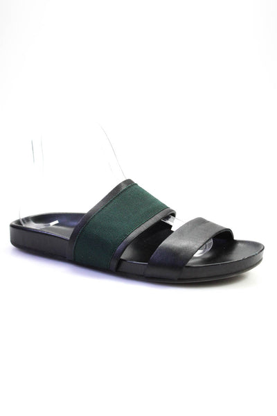 Everlane Womens Leather Slide On Sandals Black Green Size 39 9