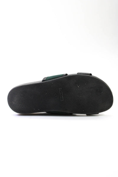 Everlane Womens Leather Slide On Sandals Black Green Size 39 9