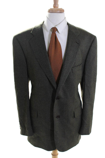 346 Brooks Brothers Mens Two Button Blazer Brown Green Wool Size 46 Long