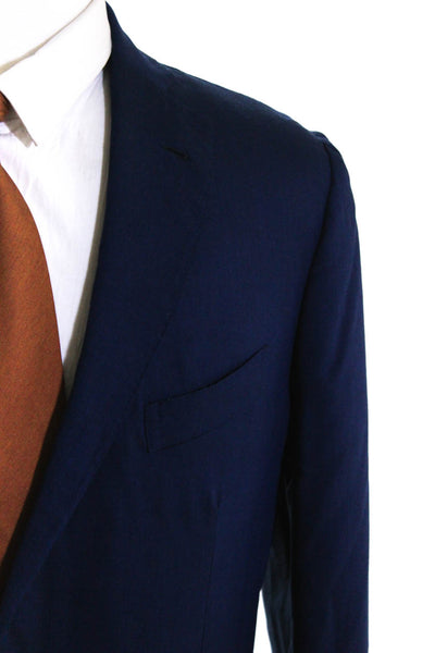 Giorgios of Palm Beach Mens Two Button Blazer Jacket Navy Blue Cashmere Size 44